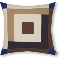 Kissenhülle Border Patchwork carob brown / bright blue von ferm LIVING