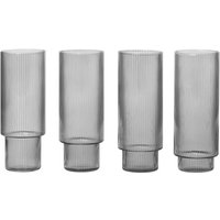 Trinkglas Set Long Drink Ripple smoked grey von ferm LIVING