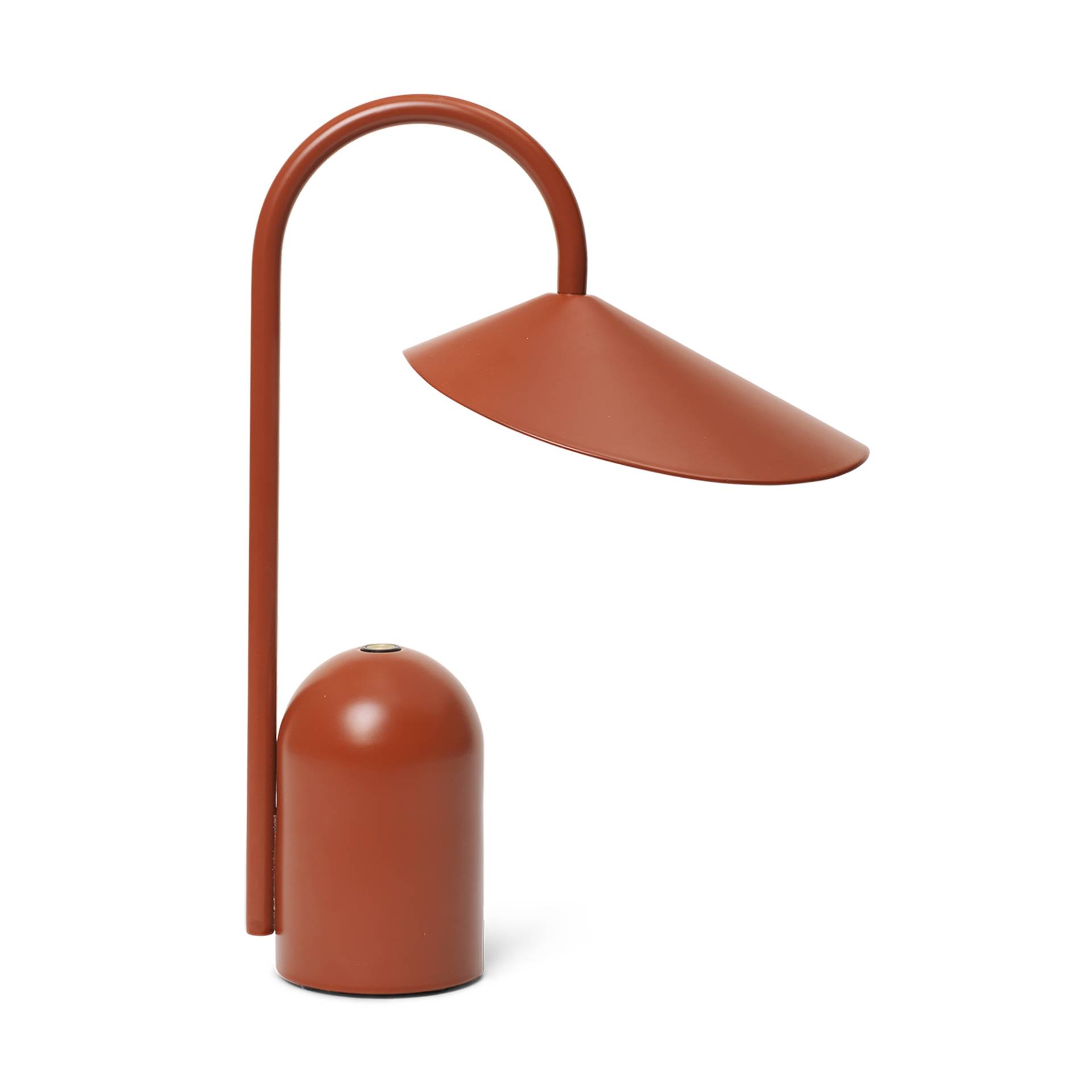 ferm LIVING - Arum Portable Tischleuchte mit Akku - oxidrot/pulverbeschichtet/BxHxT 14,5x30x21cm/220-240V/3W/240lm/2700K/CRI >90/dimmbar/mit USB Kabel von ferm LIVING