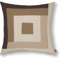 ferm LIVING - Border Patchwork Kissen, 50 x 50 cm, coffee / dark sand von ferm LIVING