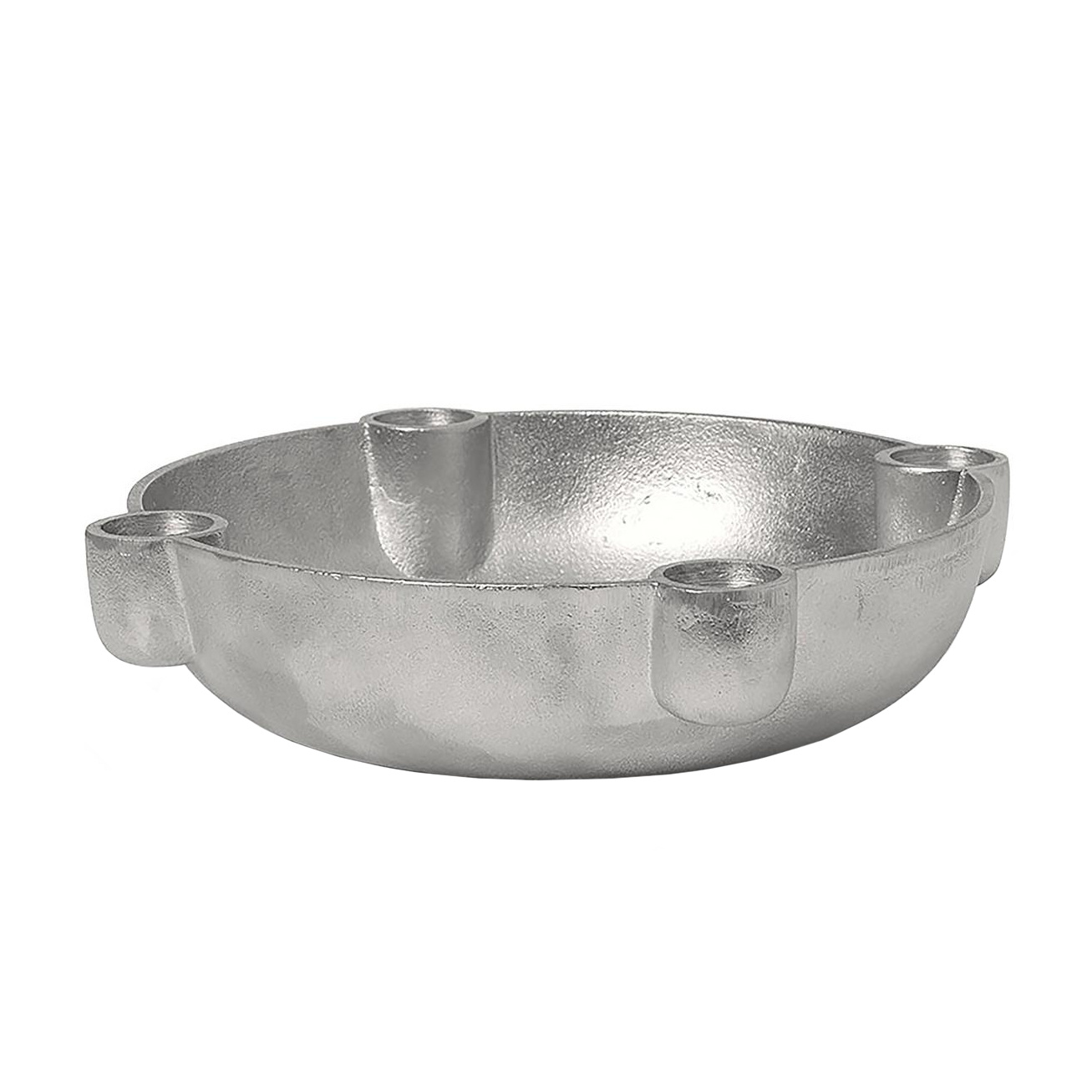 ferm LIVING - Bowl Kerzenständer Aluminium M - aluminium/H  x Ø 5x20cm von ferm LIVING
