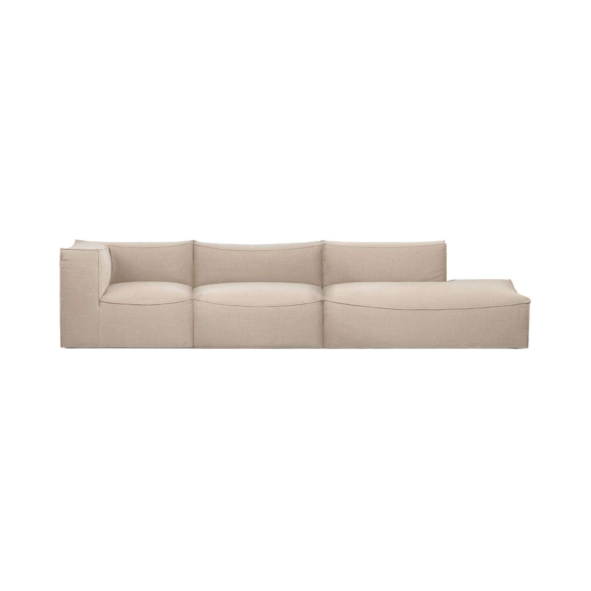 ferm LIVING - Catena Modular 4-Sitzer Sofa offene Seite rechts - natur/Rich Linen/BxHxT 385x76x95cm/Tiefe offen 108cm von ferm LIVING