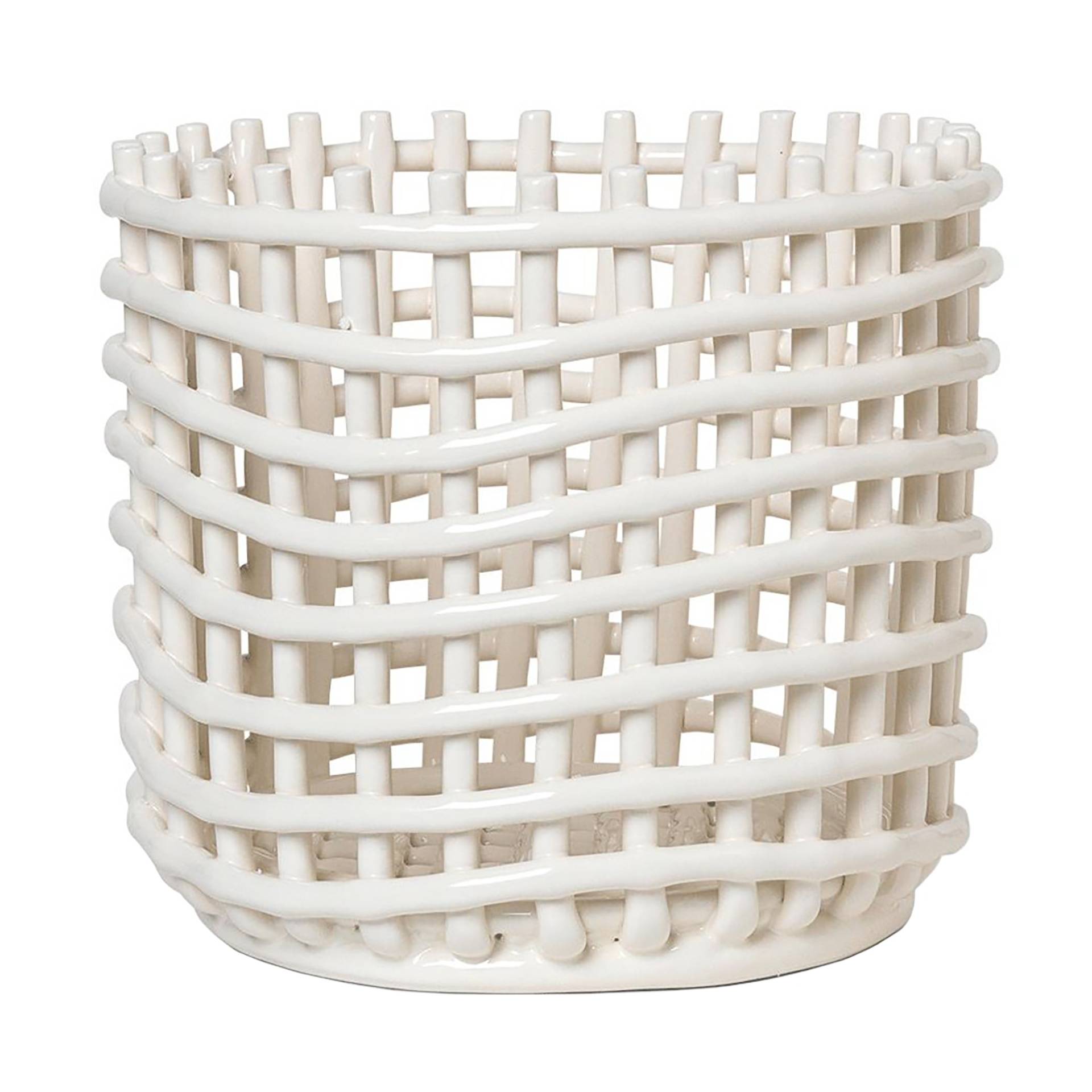 ferm LIVING - Keramik Korb L - off-white/H x Ø 21x23,5cm/für Innen- und Außenbereich geeignet von ferm LIVING
