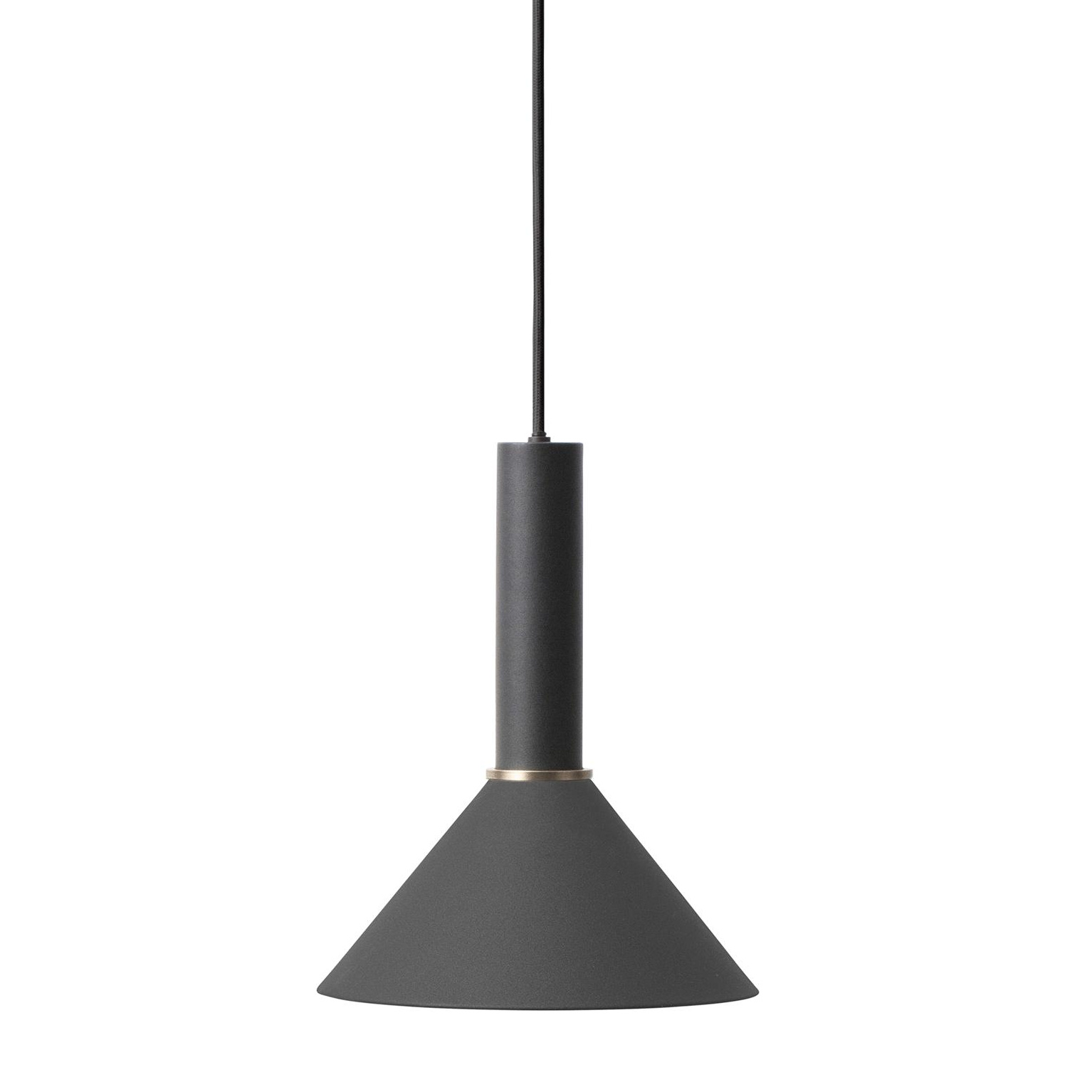 ferm LIVING - Cone Pendelleuchte H 29cm - schwarz/pulverbeschichtet/H x Ø 29x25cm/innen weiß von ferm LIVING