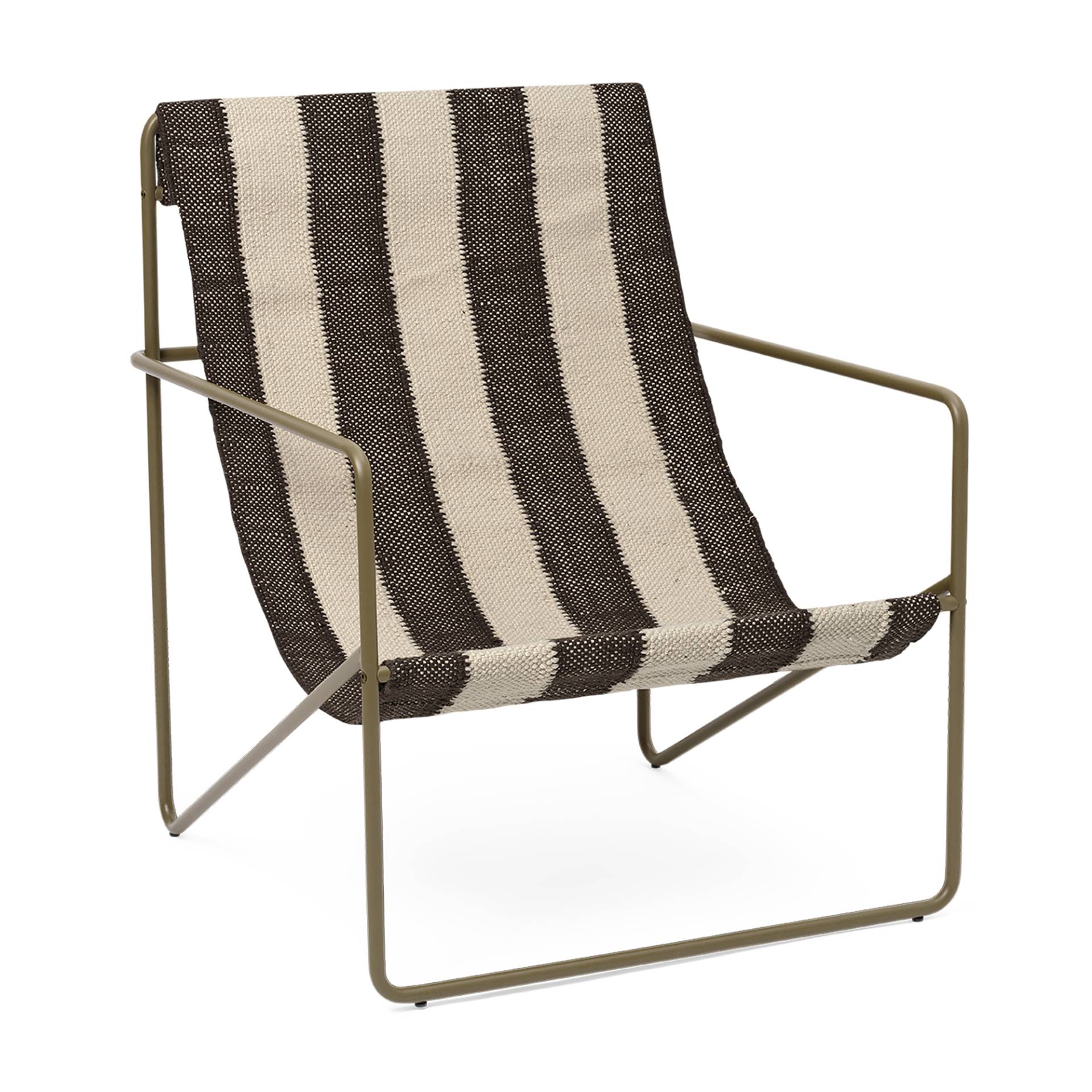 ferm LIVING - Desert Loungestuhl Gestell Olive - off-white/schokolade/pulverbeschichtet/BxHxT 63x77,5x66,2cm/für Innen- und Außenbereich geeignet von ferm LIVING