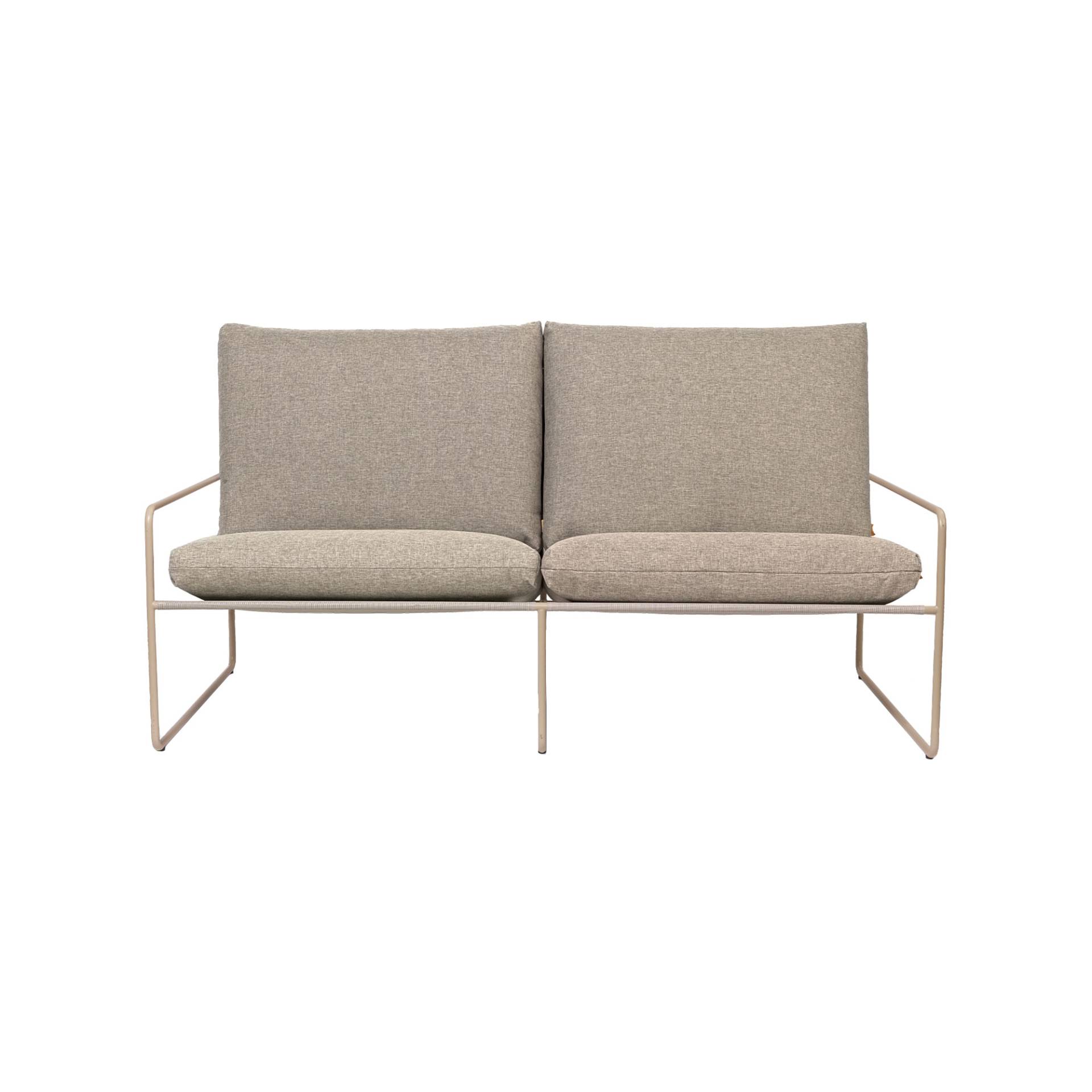 ferm LIVING - Desert Outdoor 2-Sitzer Sofa - dunkel sand/LxBxH 156x85x78cm/Gestell kaschmir pulverbeschichtet/wasserabweisende und UV-beständige Besch von ferm LIVING