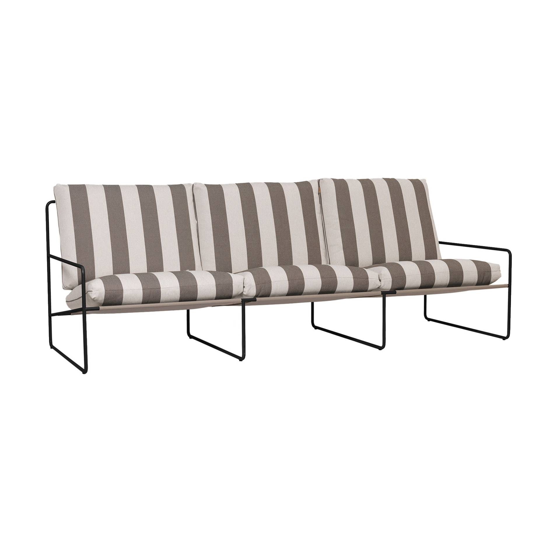 ferm LIVING - Desert Outdoor 3-Sitzer Sofa - schokolade/LxBxH 233x85x78cm/Gestell schwarz pulverbeschichtet/wasserabweisende und UV-beständige Beschic von ferm LIVING