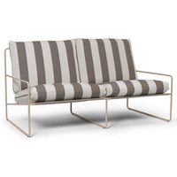 ferm LIVING - Desert Stripe Outdoor 2-Sitzer Sofa - cashmere / chocolate von ferm LIVING