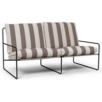 ferm LIVING - Desert Stripe Outdoor 2-Sitzer Sofa - schwarz / chocolate von ferm LIVING