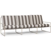 ferm LIVING - Desert Stripe Outdoor 3-Sitzer Sofa, cashmere / chocolate von ferm LIVING
