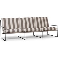 ferm LIVING - Desert Stripe Outdoor 3-Sitzer Sofa, schwarz / chocolate von ferm LIVING