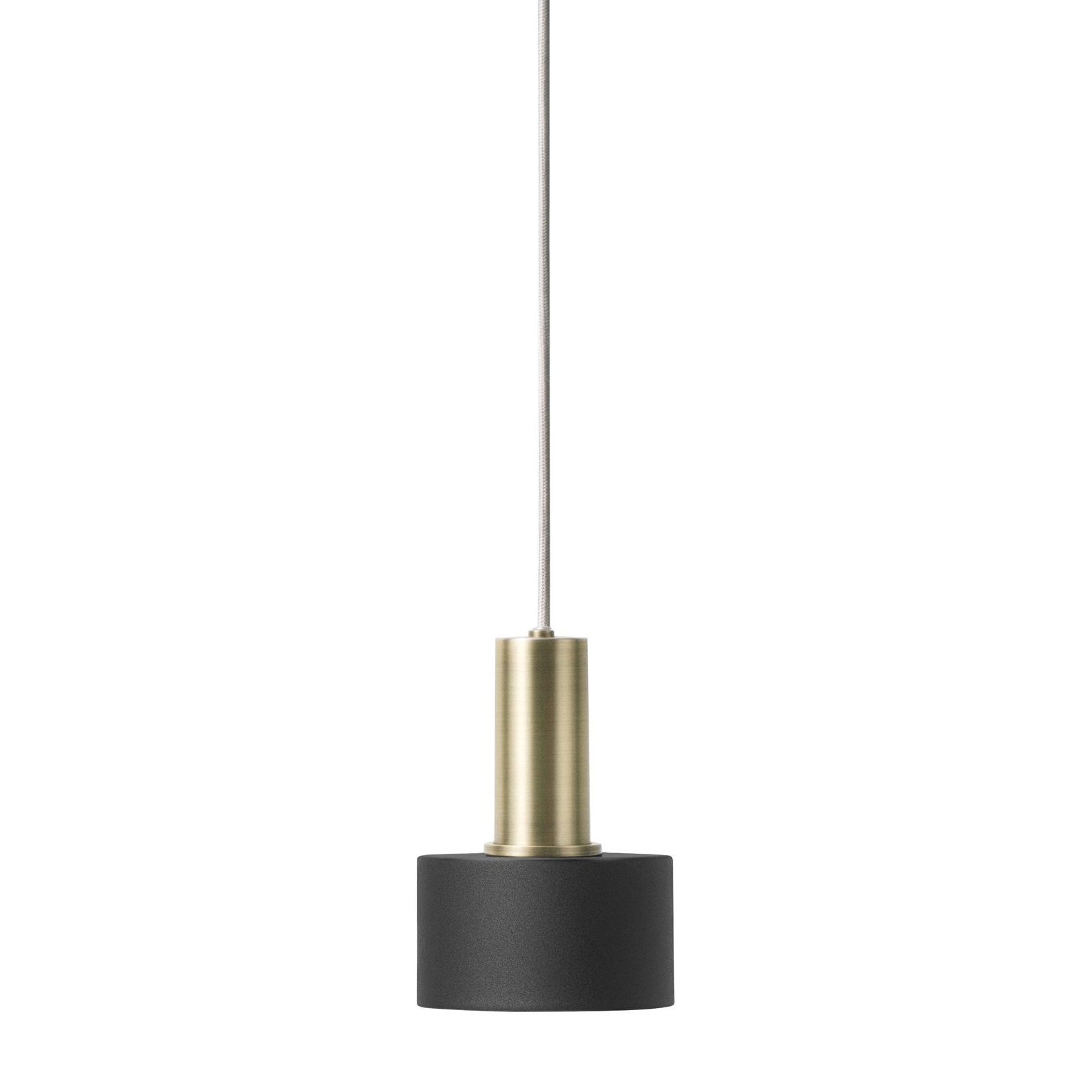 ferm LIVING - Disc Pendelleuchte H 17cm - schwarz/messing/pulverbeschichtet/H 17cm / Ø 12cm/innen weiß von ferm LIVING