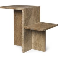 Ferm Living - Distinct Beistelltisch, dunkelbraun Travertin-Stein von Ferm Living