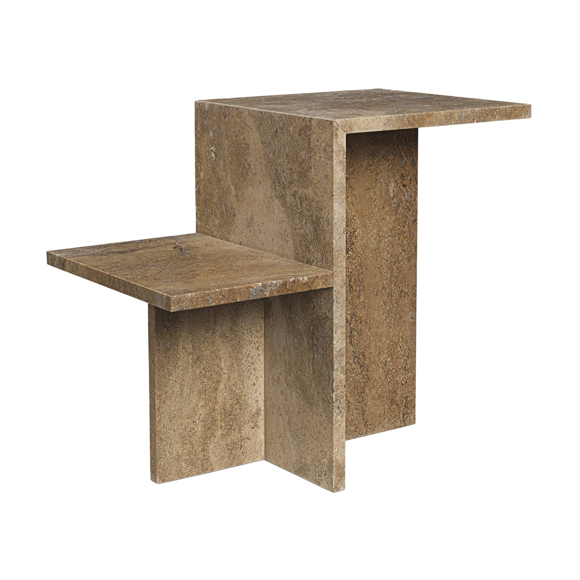 ferm LIVING - Distinct Beistelltisch - dunkelbraun/Travertine/BxHxT 35x50x59,5cm von ferm LIVING