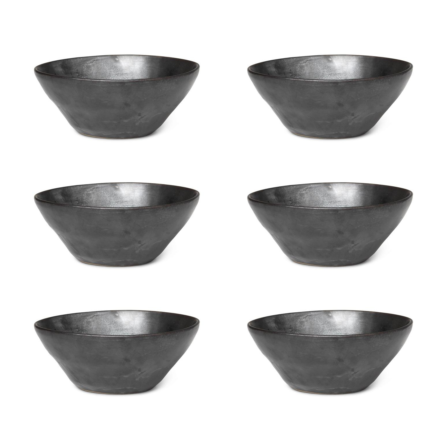 ferm LIVING - Flow M Schüssel 6er Set - schwarz/H 5,5cm x Ø 14,5cm von ferm LIVING