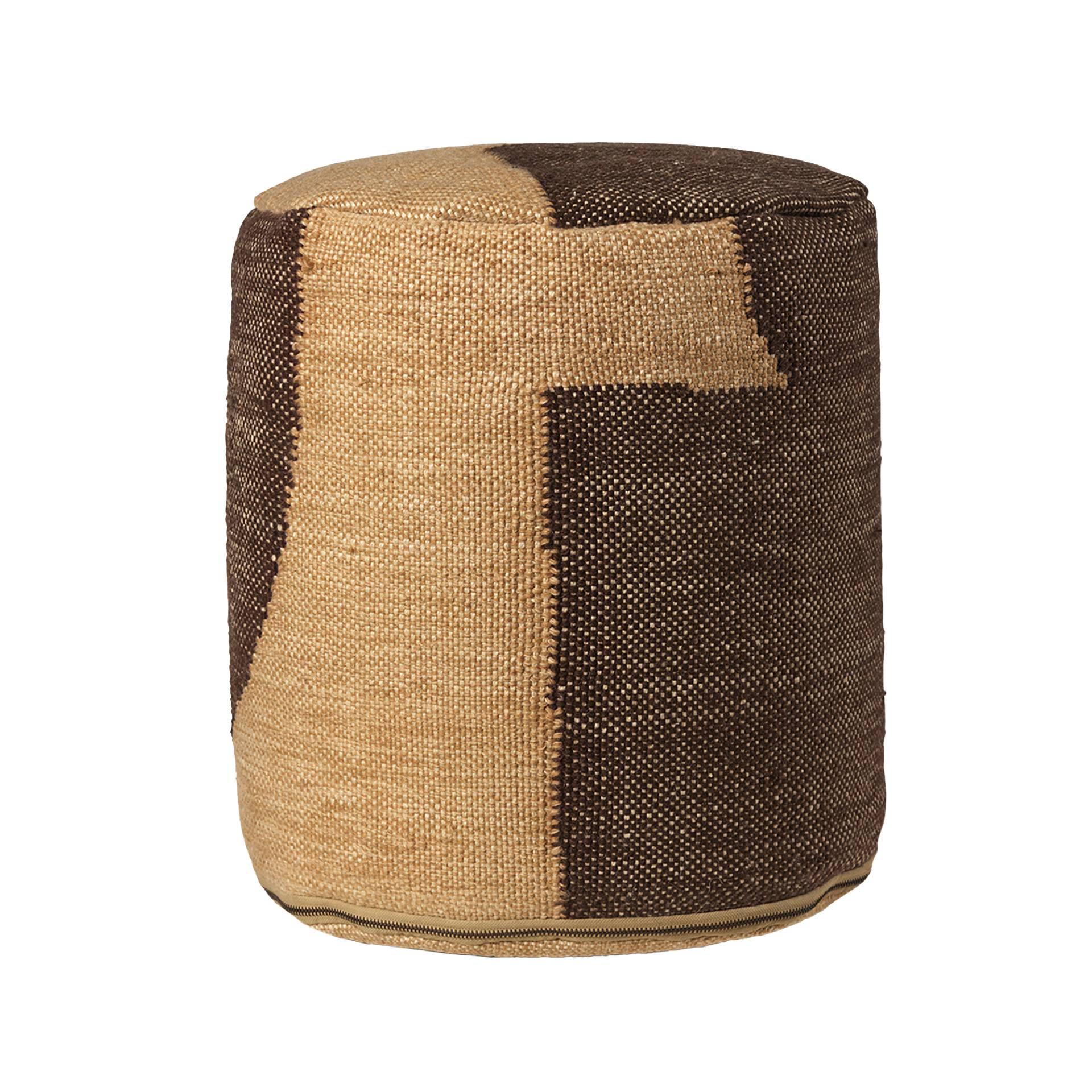 ferm LIVING - Forene Cylinder Pouf - hellbraun/schokolade/H x Ø 42x38cm/Bezug 30°C Schonwaschgang von ferm LIVING