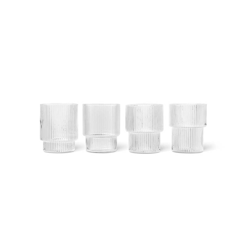ferm LIVING Glas Ripple, klar, 200 ml, mundgeblasen, 4er-Set von ferm LIVING