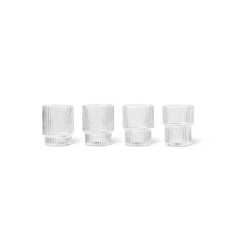 ferm LIVING Glas Ripple Small, klar, 60 ml, Glas, 4er-Set von ferm LIVING