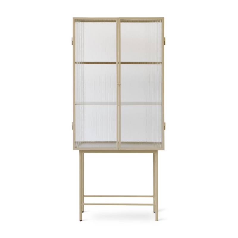 ferm LIVING - Haze Vitrine geriffeltes Glas - kaschmir/transparent/Magnetverschluss/3 Fächer/70x155x32cm von ferm LIVING