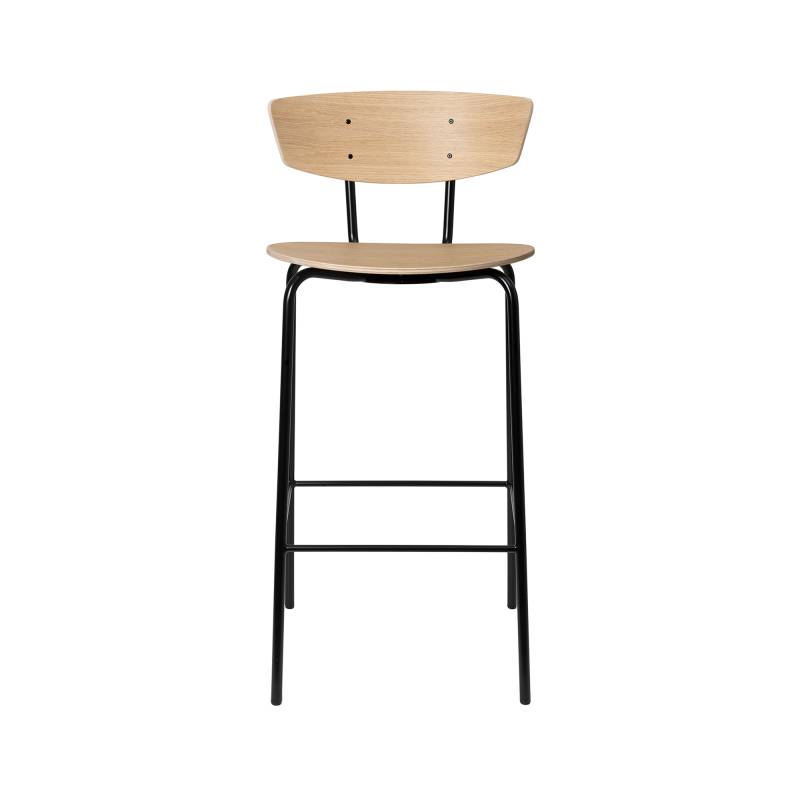 ferm LIVING - Herman Barhocker 64cm - eiche weiß, schwarz/geölt, pulverbeschichtet/BxHxT 39,5x87x39,5cm von ferm LIVING