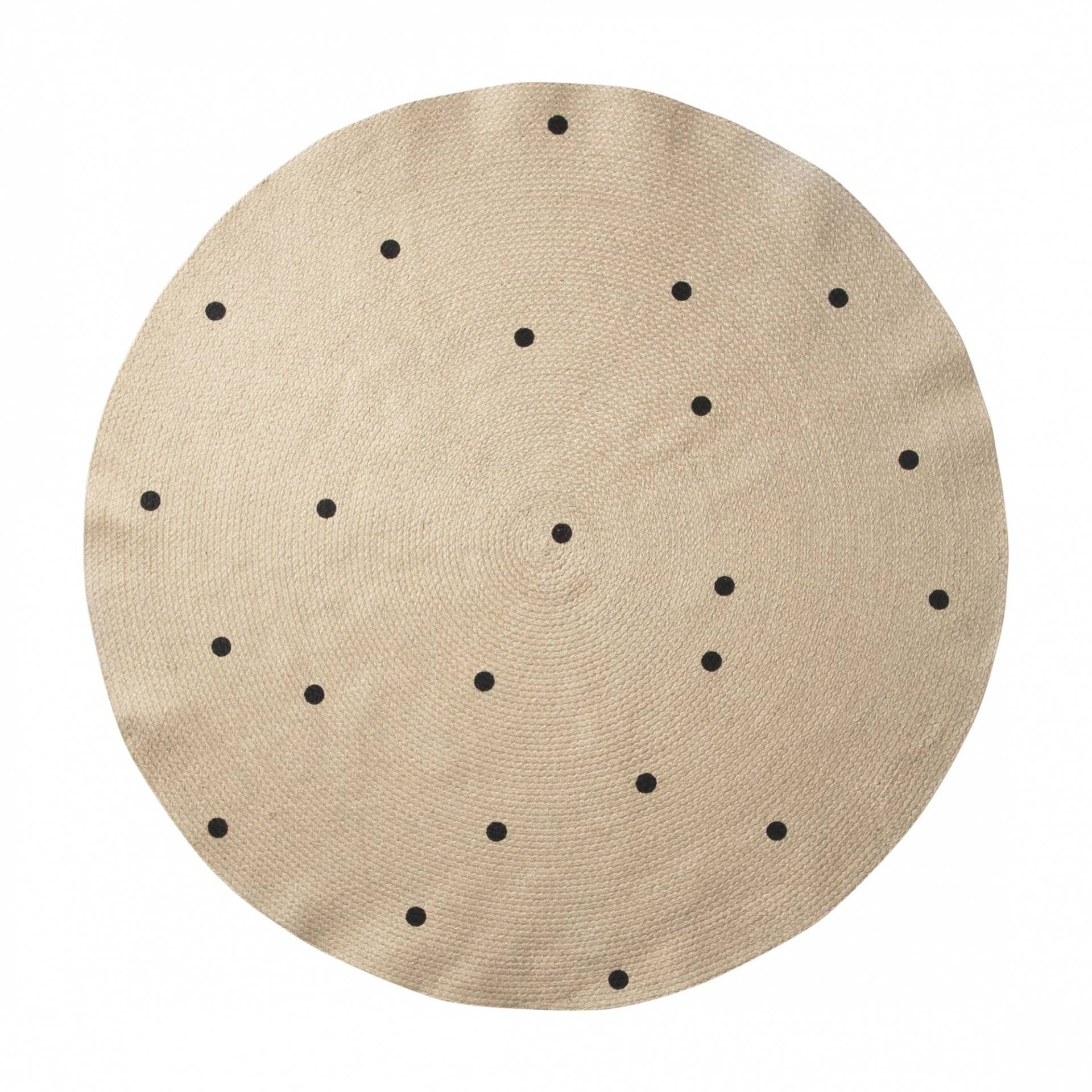 ferm LIVING - Jute Black Dots Teppich L - natur/schwarz/rund/Ø 130cm von ferm LIVING