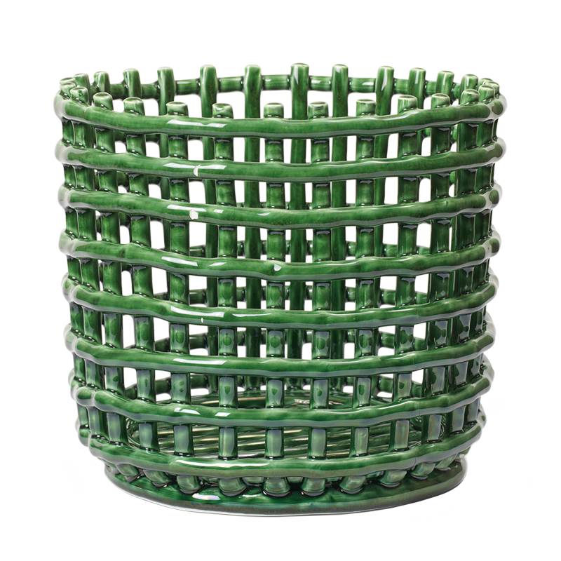 ferm LIVING - Keramik Korb L - smaragdgrün/H x Ø 21x23,5cm/für Innen- und Außenbereich geeignet von ferm LIVING