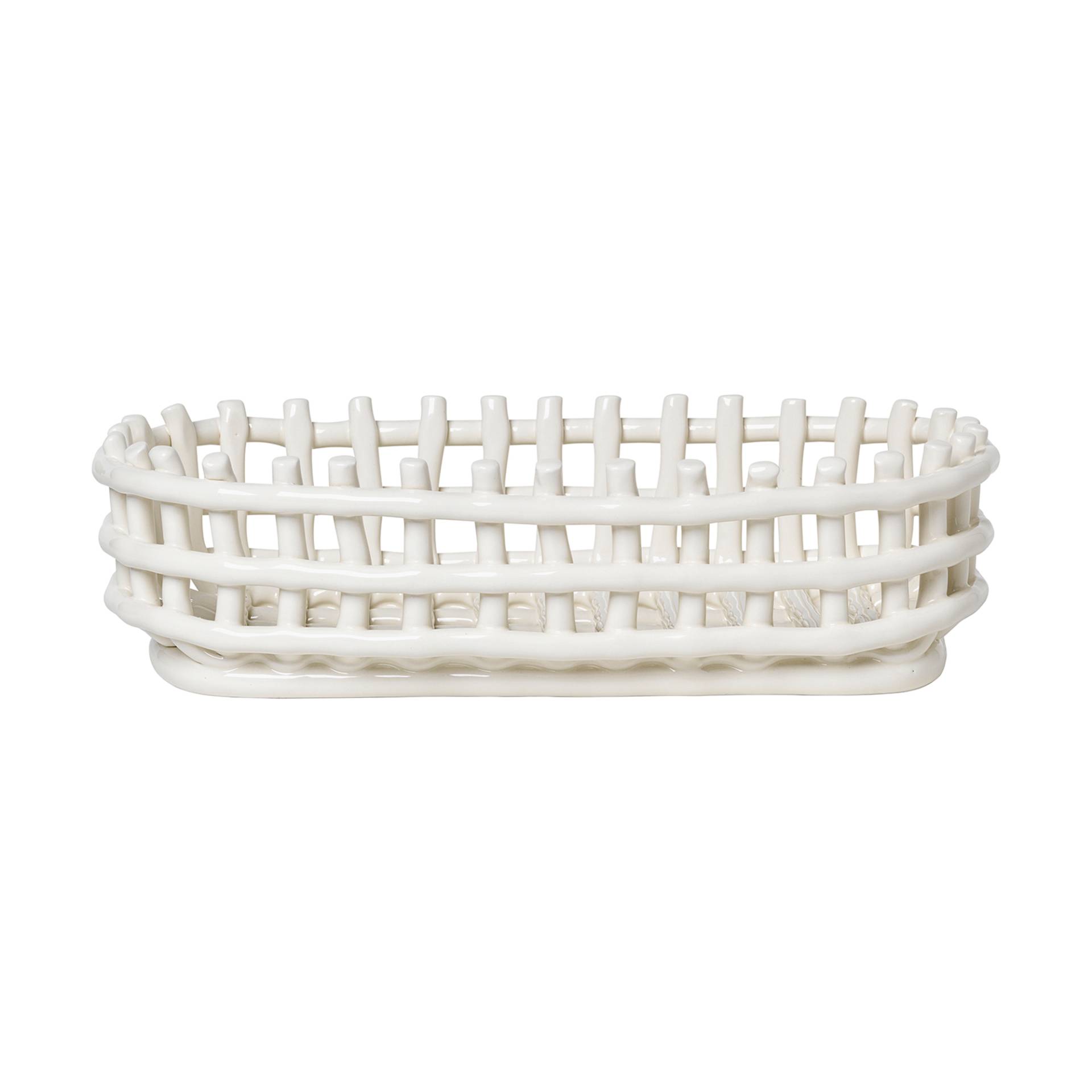 ferm LIVING - Keramik Korb Oval - off-white/BxHxT 30x8,5x15cm von ferm LIVING