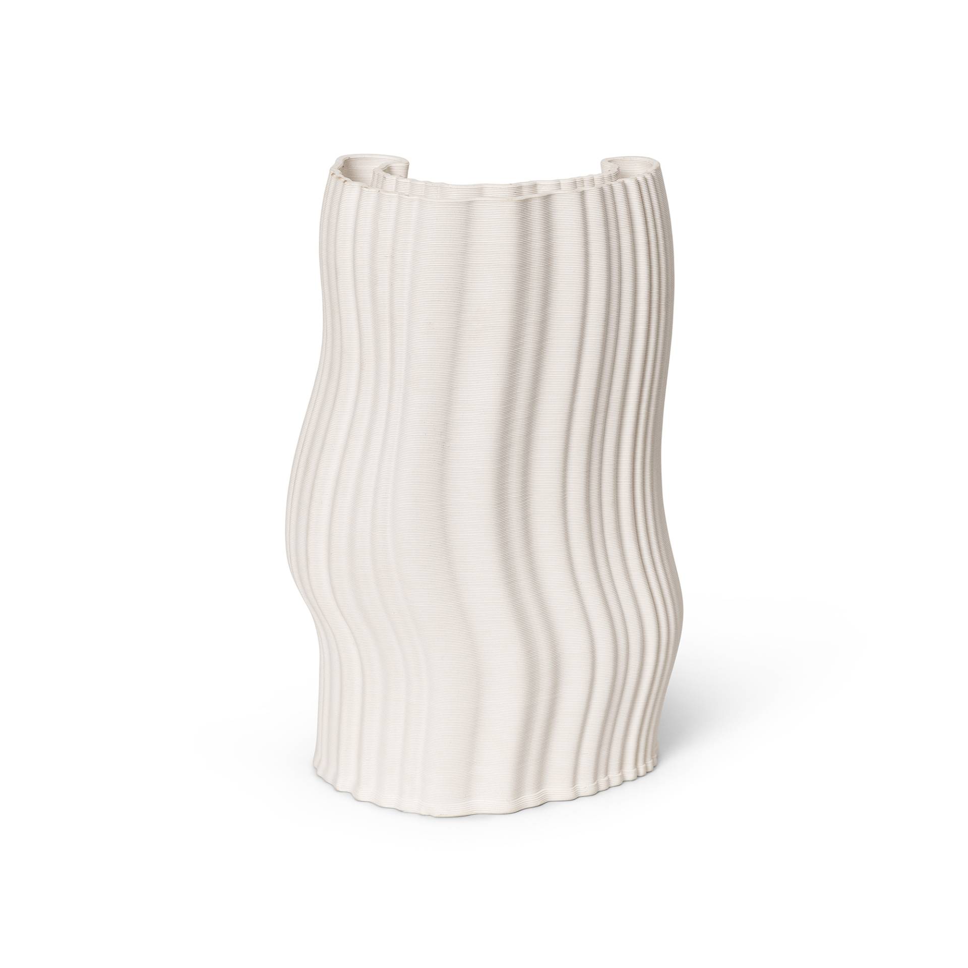 ferm LIVING - Moire Vase H 30cm - off-white/3D-Druckverfahren/BxHxT 19x30x12cm/innen glasiert von ferm LIVING