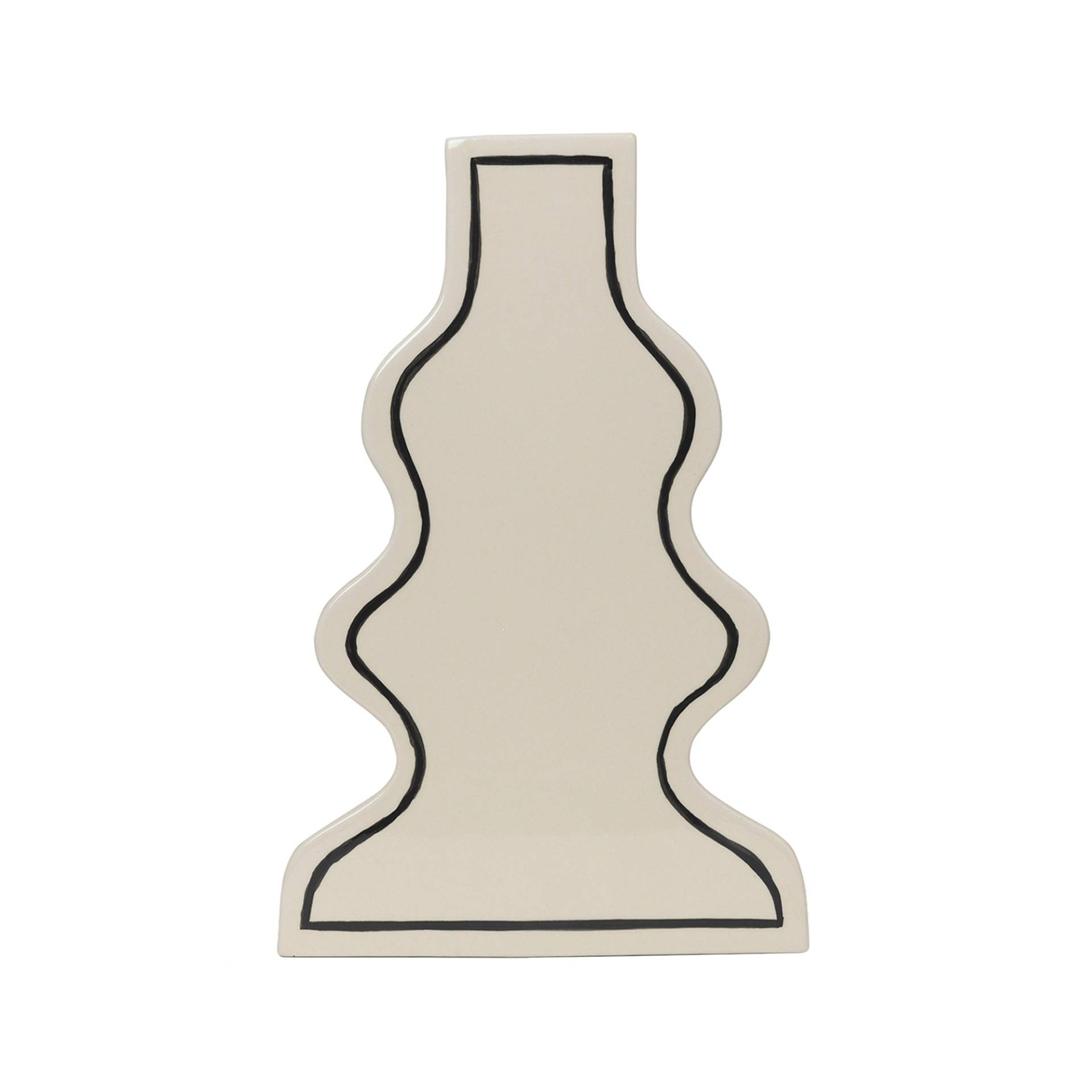ferm LIVING - Paste Vase kurvig - off-white/glasiert/BxHxT 23,5x36x10cm/Vasenöffnung Ø 7cm von ferm LIVING