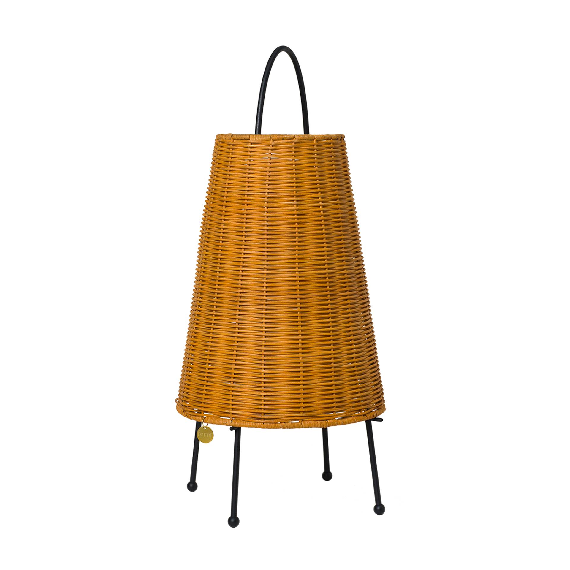 ferm LIVING - Porti LED Rattan Akku Tischleuchte - natur/geflochten/H x Ø 50x25cm/LED 220-240V 50Hz/2W/50lm/2700K/CRI>90/Hover-Touch Funktion von ferm LIVING