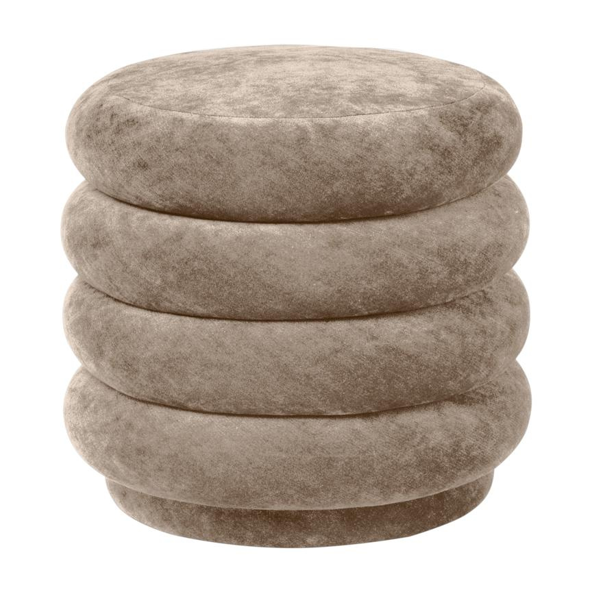 ferm LIVING - Pouf Rund mit 2 Ebenen - beige/Samt/H x Ø 45x47,5cm von ferm LIVING