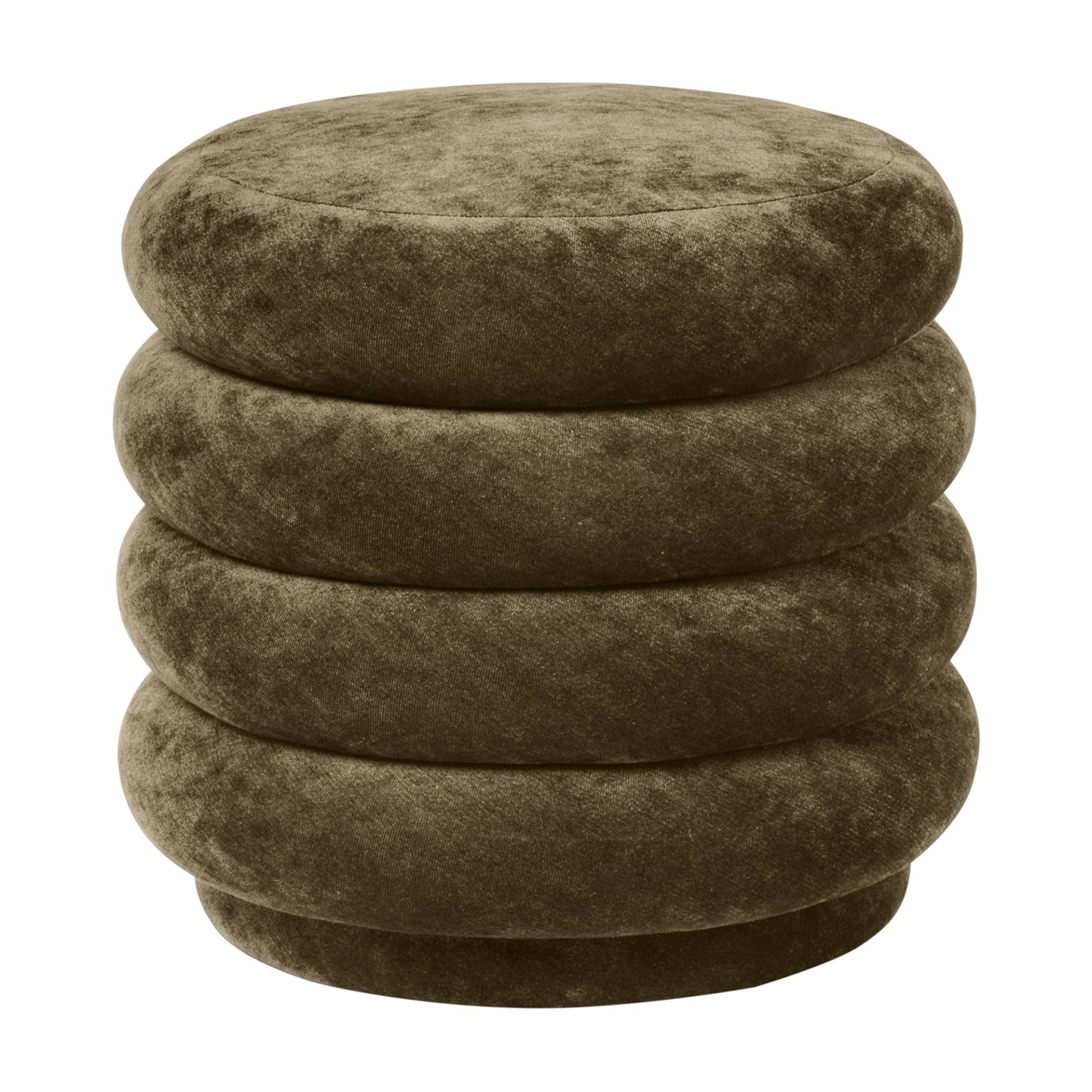 ferm LIVING - Pouf Rund mit 2 Ebenen - wald/Samt/H x Ø 45x47,5cm von ferm LIVING