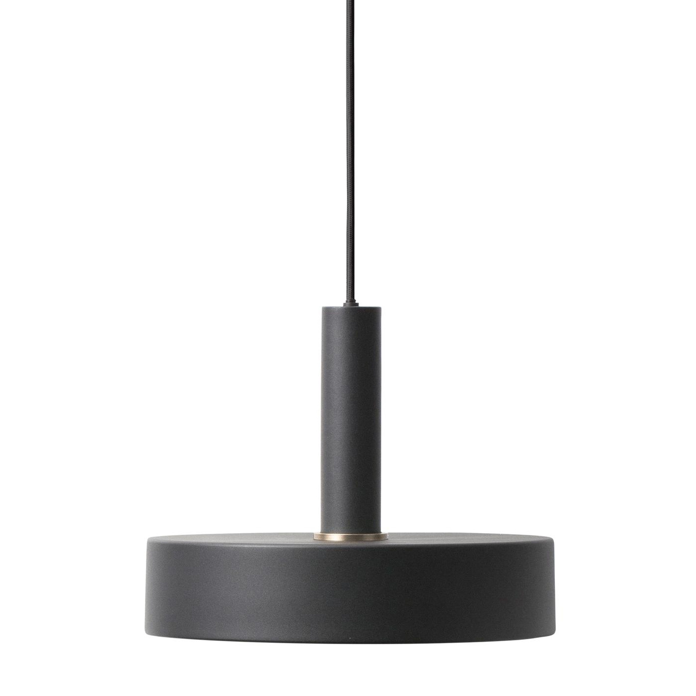 ferm LIVING - Record Pendelleuchte H 24cm - schwarz/pulverbeschichtet/H 24cm / Ø 30cm/innen weiß von ferm LIVING