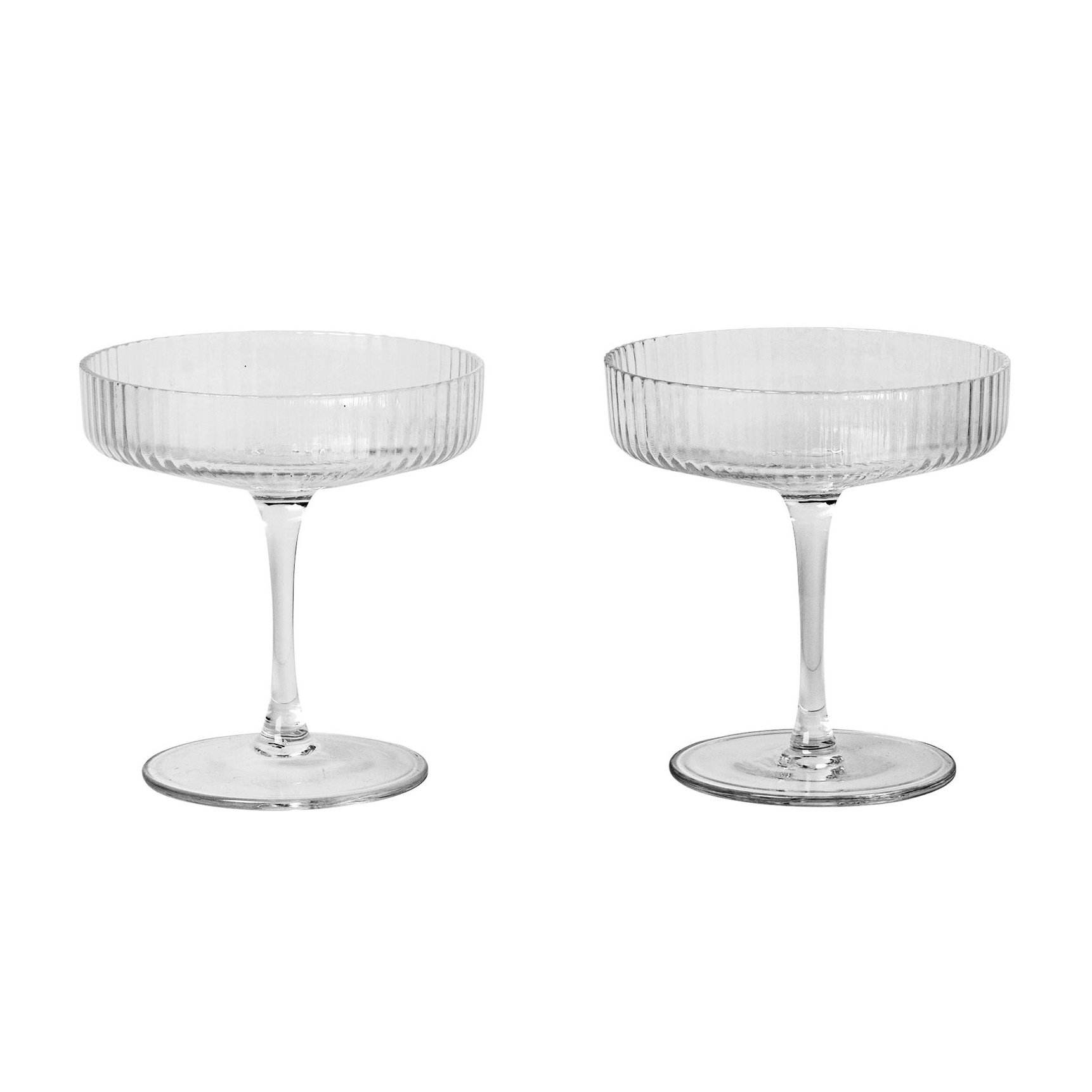 ferm LIVING - Ripple Champagnerglas 2er Set - transparent/H x Ø 11x10,5cm/jedes Stück ein Unikat von ferm LIVING