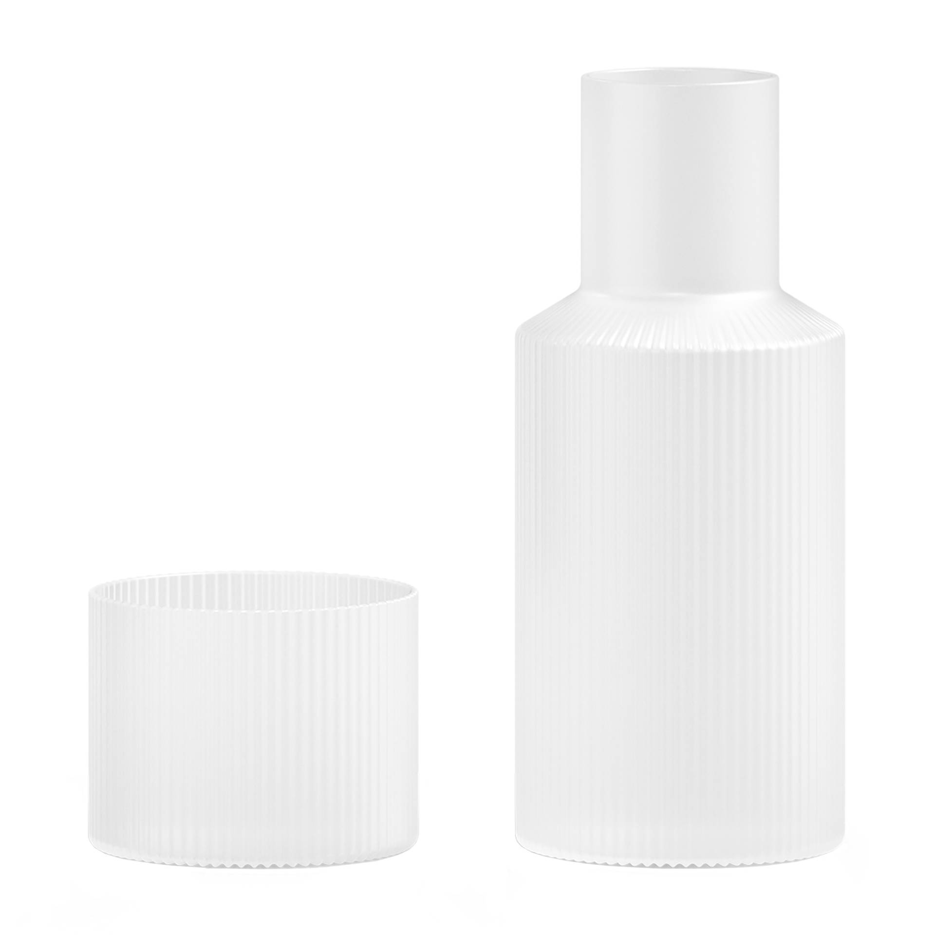 ferm LIVING - Ripple Karaffen-Set S - mattiert/1x Karaffe 0,5L/1x Glas 0,2L/jedes Stück ein Unikat von ferm LIVING