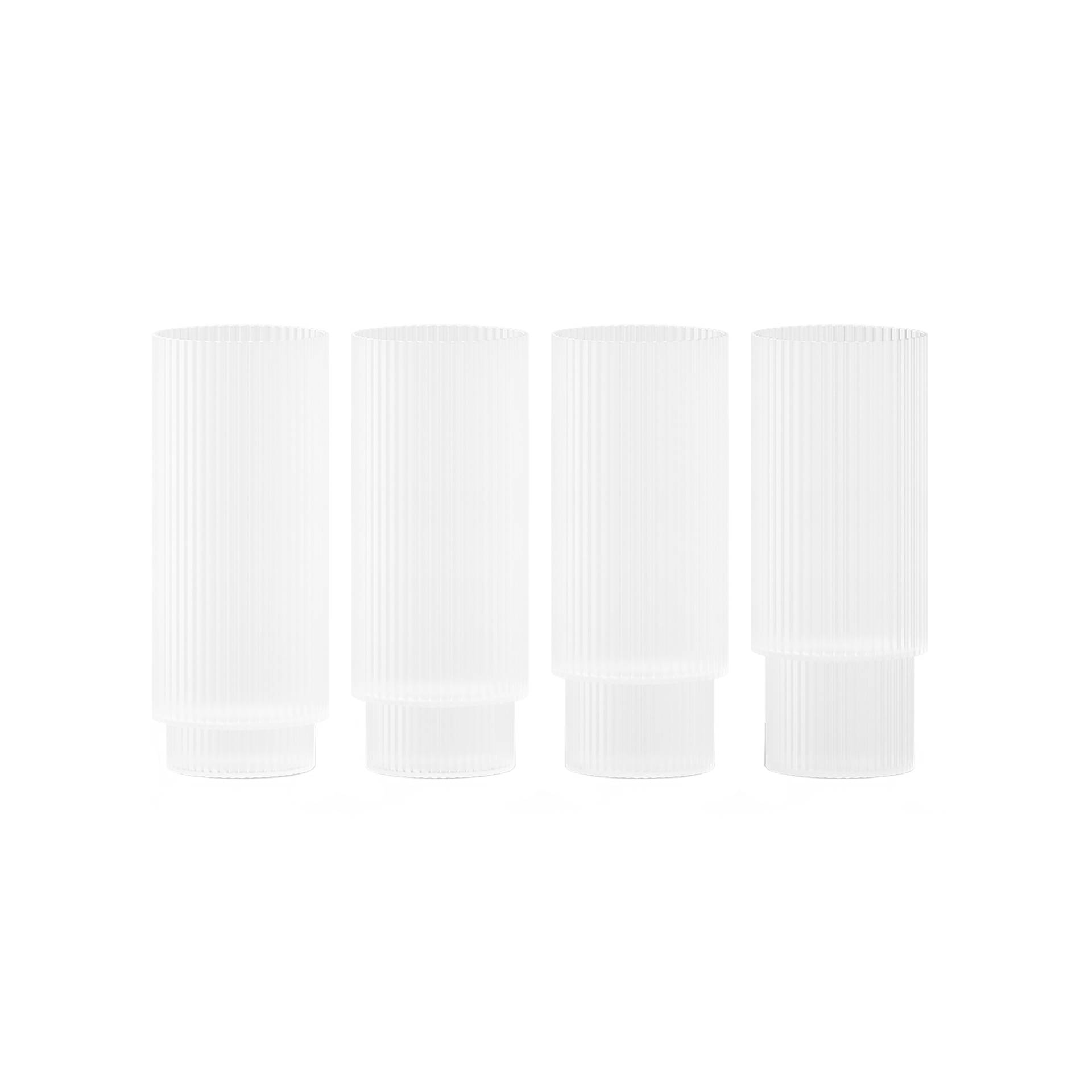 ferm LIVING - Ripple Longdrinkglas 4er Set - mattiert/H x Ø 14x7cm/0,3L/jedes Stück ein Unikat von ferm LIVING