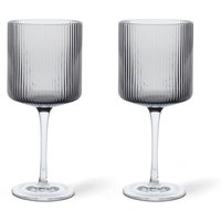 Ferm Living - Ripple Rotweinglas, smoked grey (2er-Set) von Ferm Living
