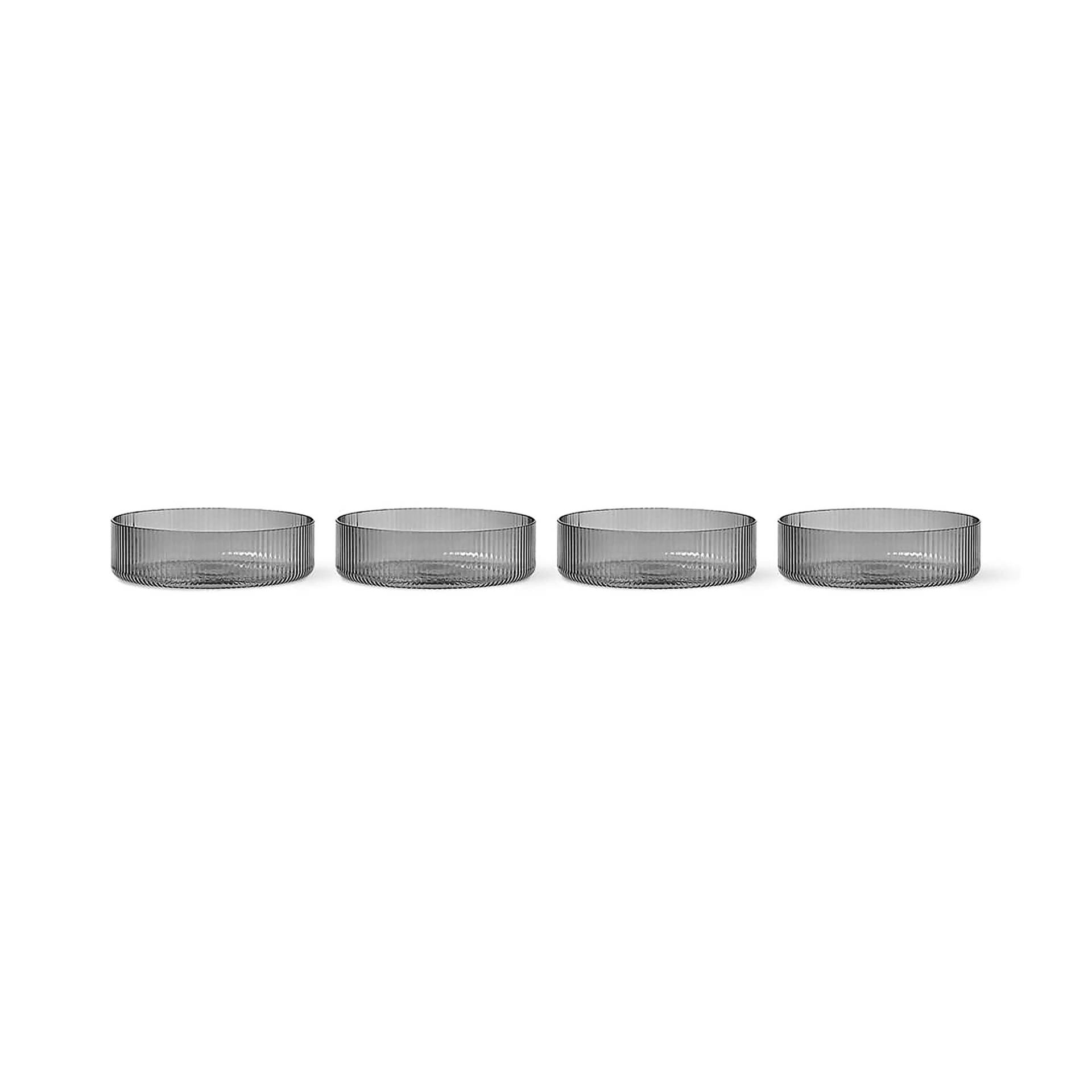 ferm LIVING - Ripple Servierschale 4er Set - rauchgrau/geriffelt/H x Ø 3,5x12,2cm/jedes Stück ein Unikat von ferm LIVING