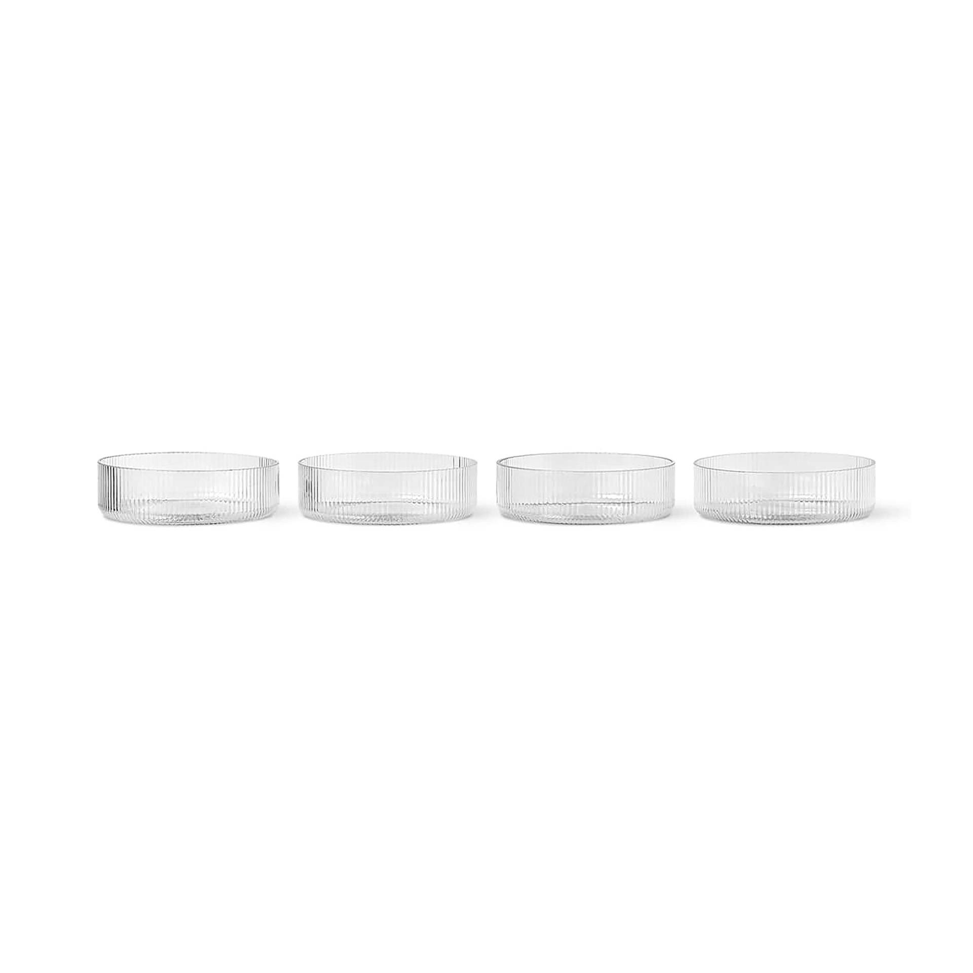 ferm LIVING - Ripple Servierschale 4er Set - transparent/geriffelt/H x Ø 3,5x12,2cm/jedes Stück ein Unikat von ferm LIVING