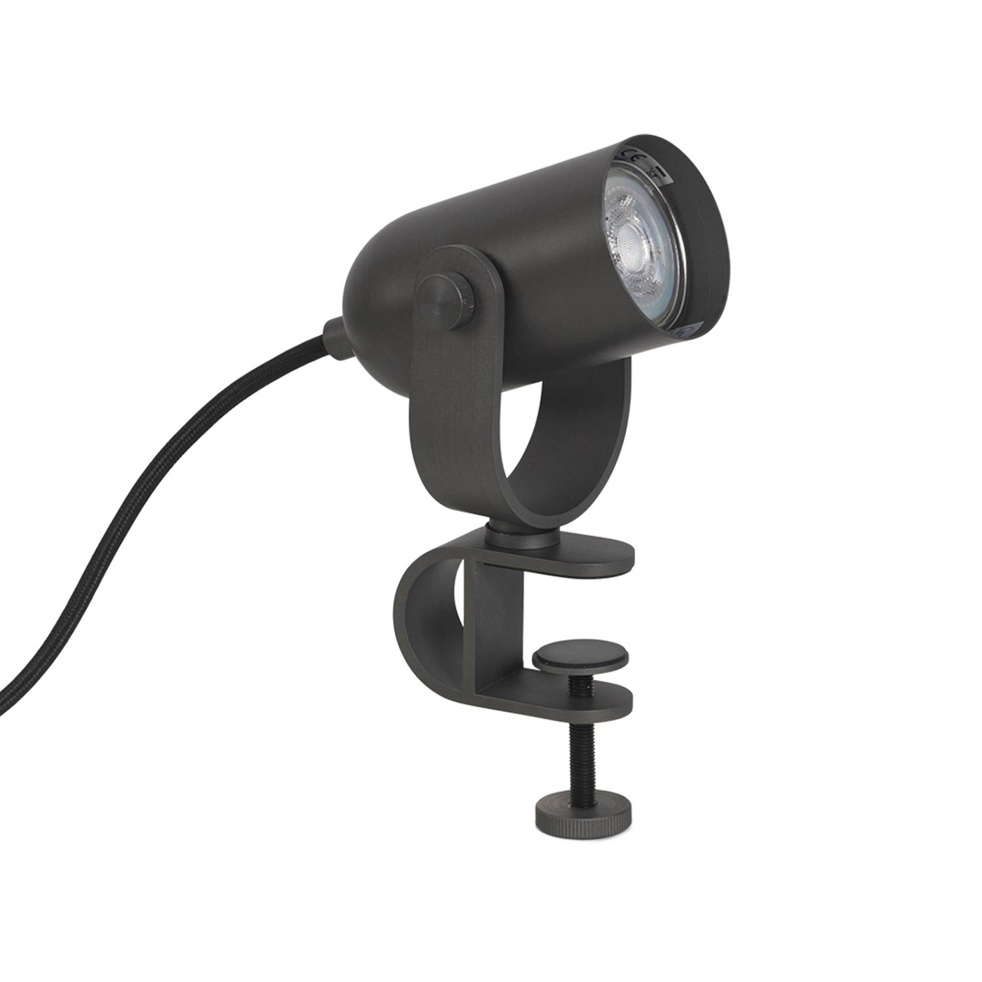 ferm LIVING - Ruuvi Klemmleuchte - schwarz/H x Ø 16x6cm/LED GU10/8W/220-240V 50Hz/Leuchtmittel nicht enthalten/Kabel mit An/Ausschalter von ferm LIVING