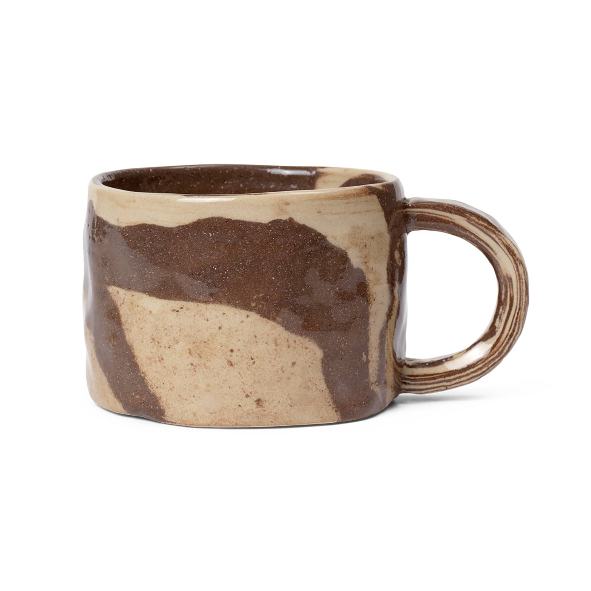 ferm LIVING - Ryu Tasse 20cl - sand, braun/klar glasiert/LxBxH 8,5x11x6,3cm/jedes Stück ein Unikat von ferm LIVING