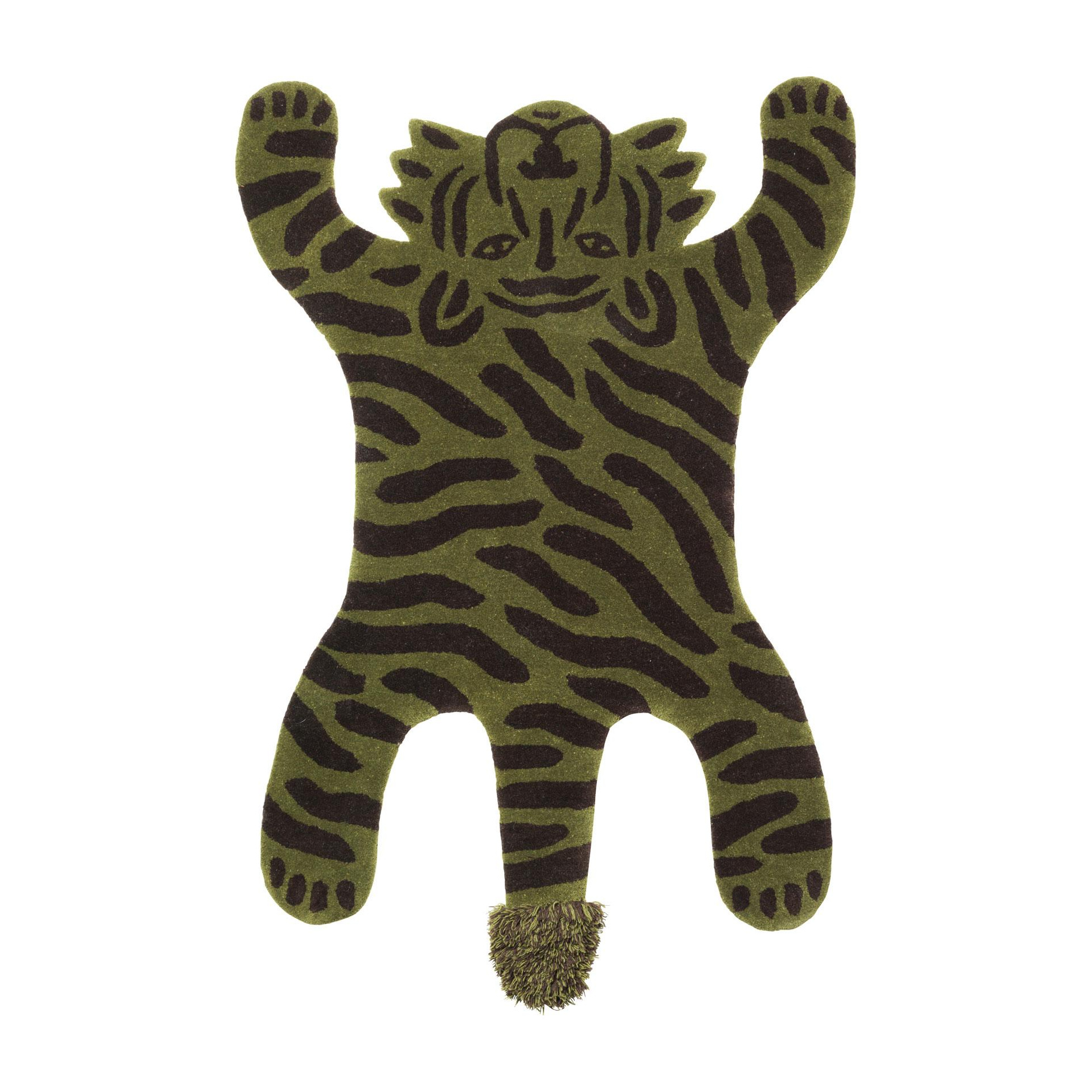 ferm LIVING - Safari Teppich Tiger 118x160cm - grün, schwarz/BxHxT 118x160x2cm von ferm LIVING