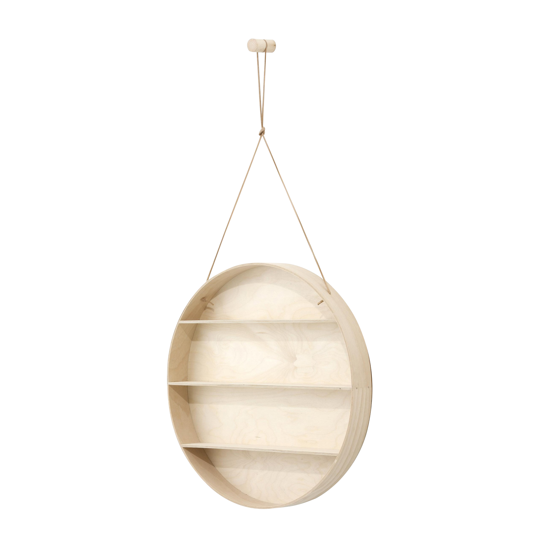 ferm LIVING - The Round Dorm Wandregal - buche natur/Lederband/T x Ø 7x55cm von ferm LIVING