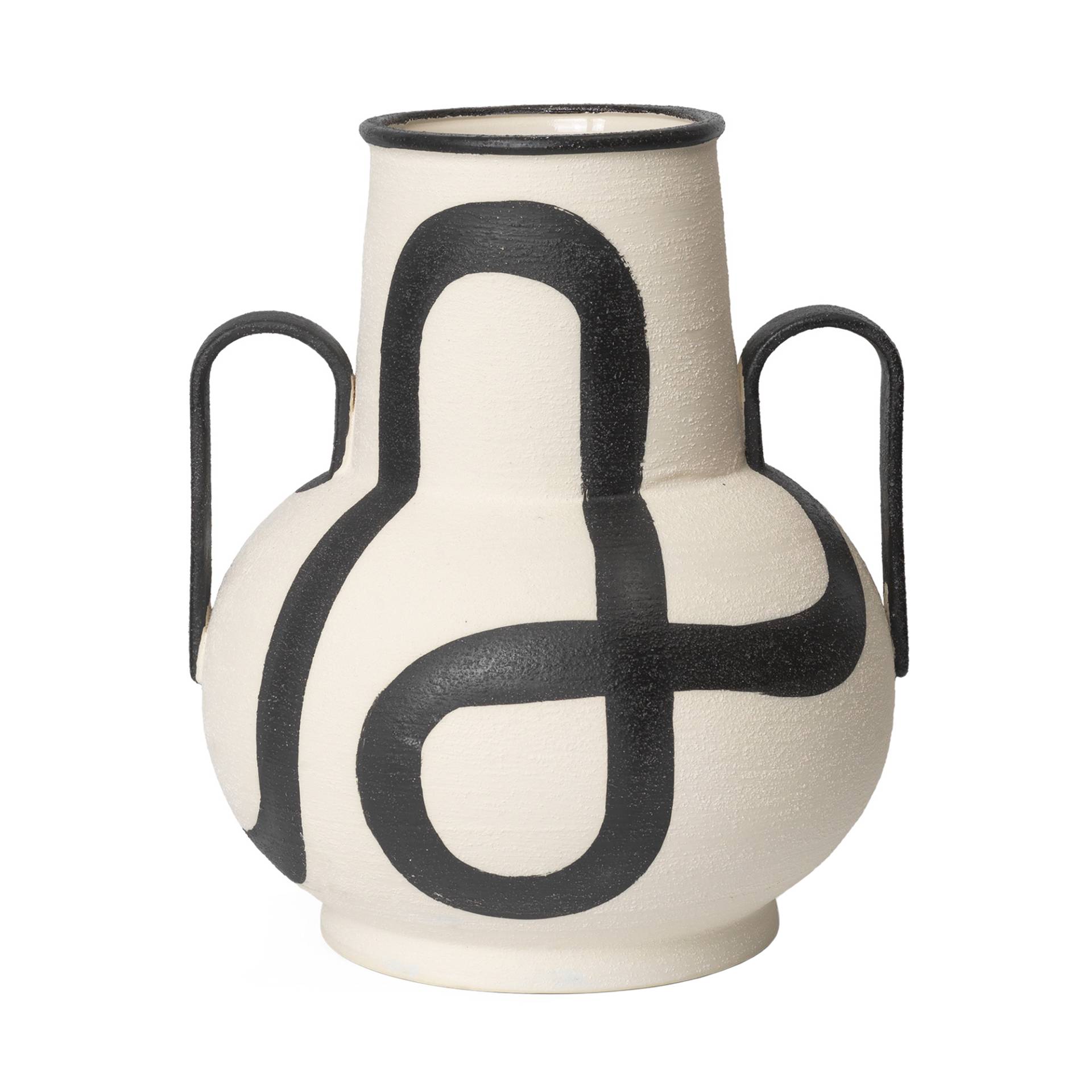ferm LIVING - Trace Vase - off-white/körnig/BxHxT 33,5x37,5x32,5cm/mit gemalten Details von ferm LIVING