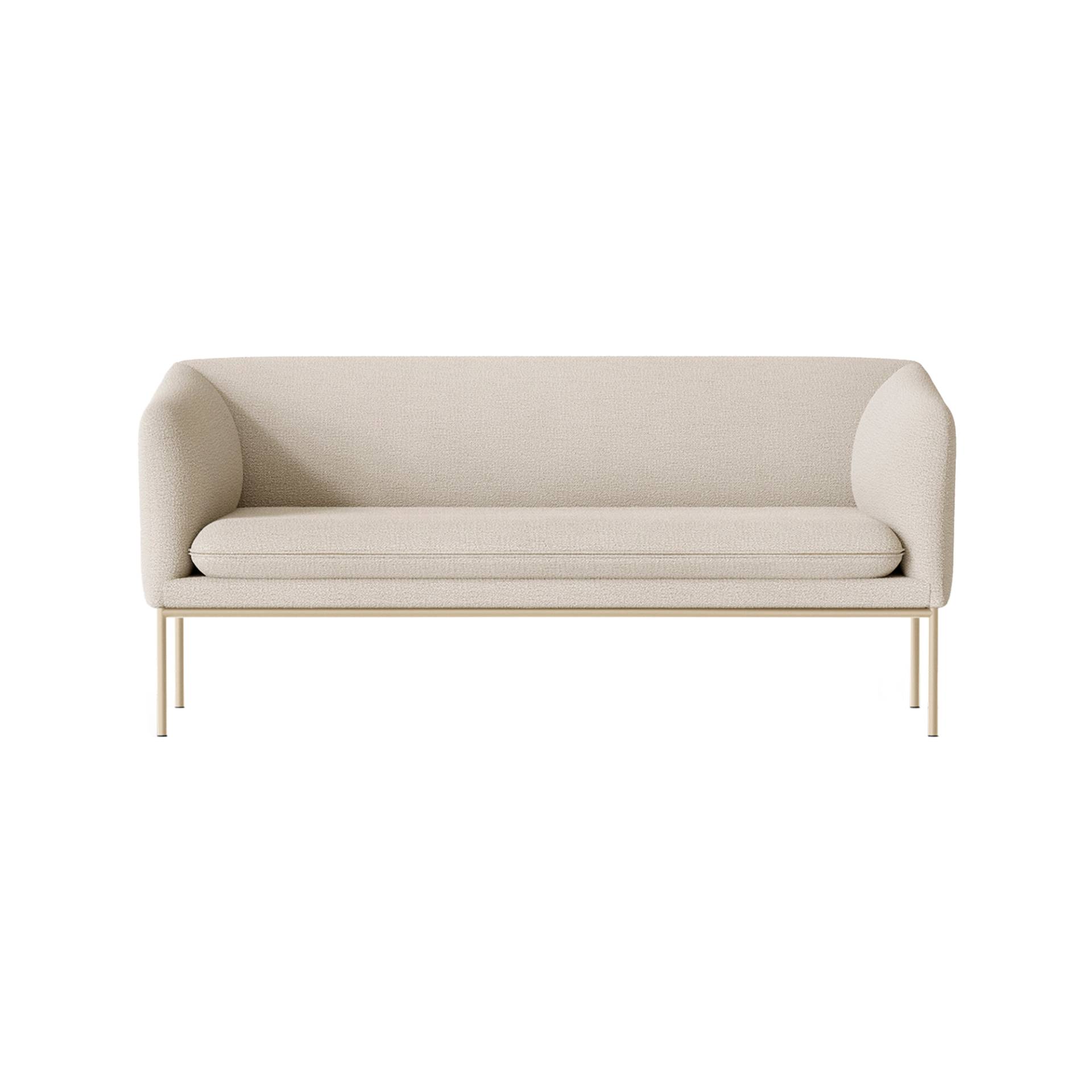 ferm LIVING - Turn 2-Sitzer Sofa - off-white/Bouclé/BxHxT 160x73,5x75,5cm/Gestell beige pulverbeschichtet/mit Kunststoffgleiter von ferm LIVING