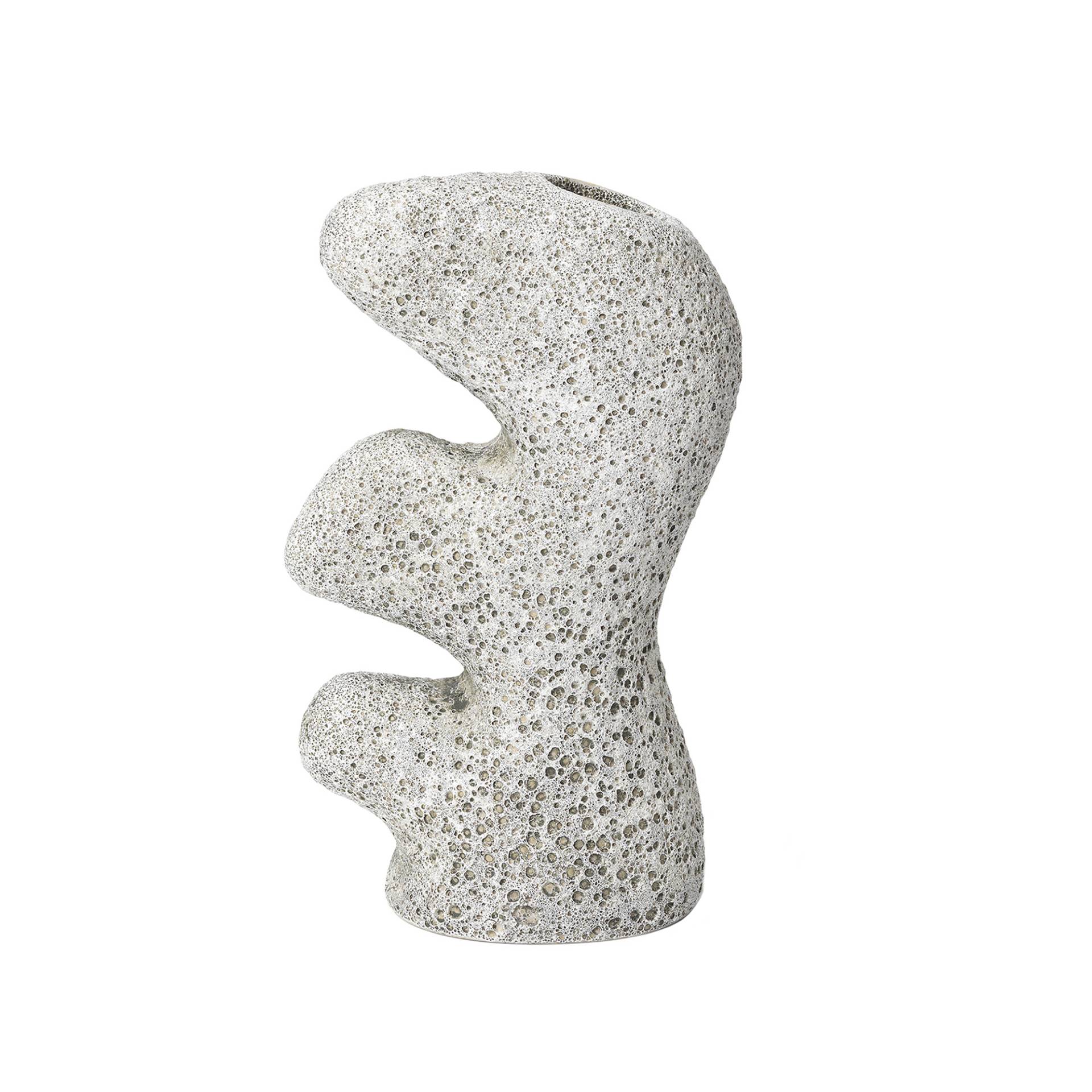 ferm LIVING - Yara Vase S - grauer Bimsstein/reaktive Glasur/BxHxT 17,5x25,8x8,5cm/mit lauwarmem Wasser ausspülen von ferm LIVING