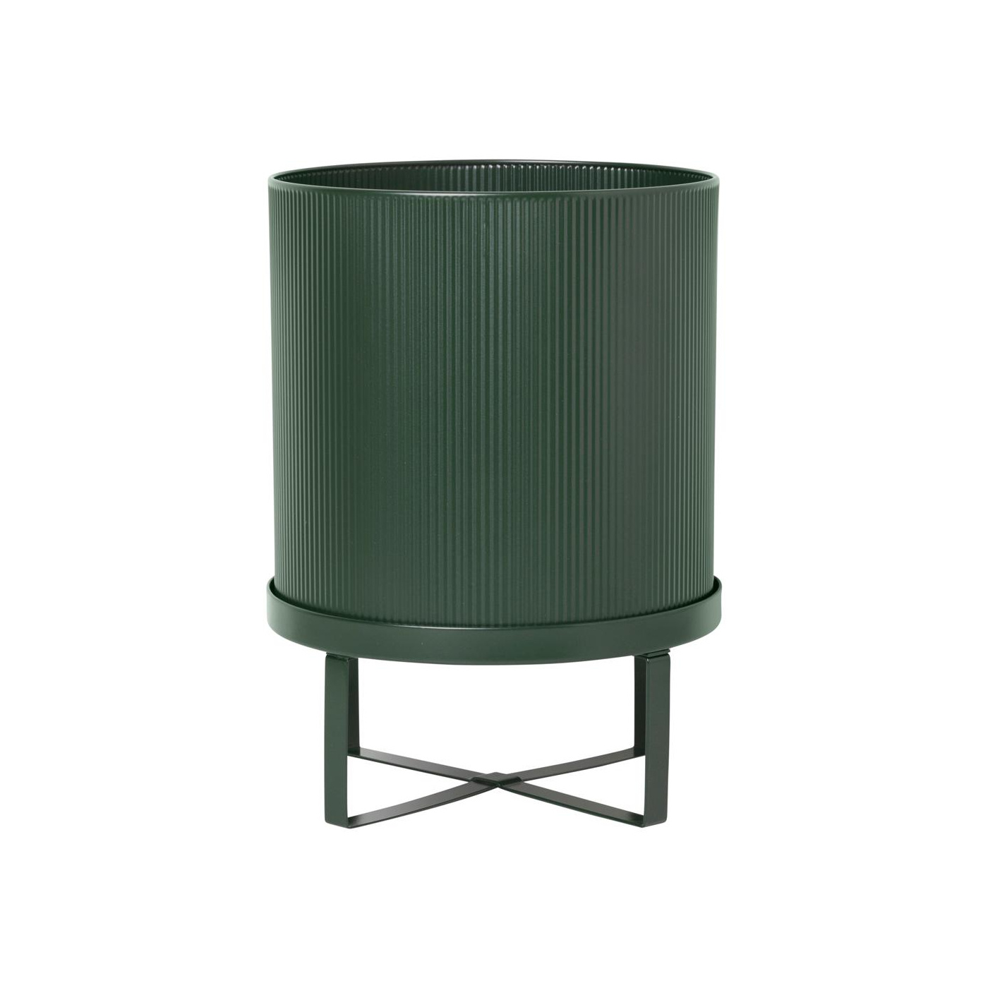 ferm LIVING - Bau Outdoor Blumentopf S - dunkelgrün/pulverbeschichtet, verzinkt/H x Ø 24x18cm von ferm LIVING