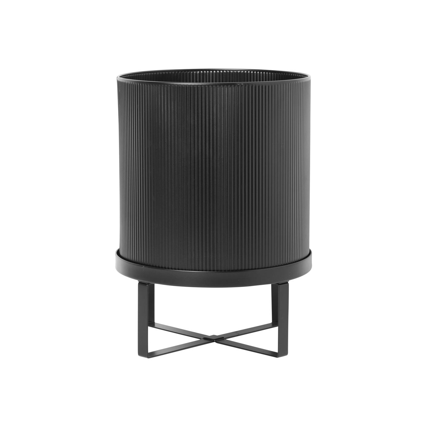 ferm LIVING - Bau Outdoor Blumentopf S - schwarz/pulverbeschichtet, verzinkt/H x Ø 24x18cm von ferm LIVING