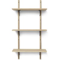 ferm LIVING - Sector Wandregal triple, 54 cm, Eiche / Messing schwarz von ferm LIVING