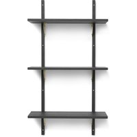 ferm LIVING - Sector Wandregal triple, 54 cm, Esche schwarz / Messing von ferm LIVING